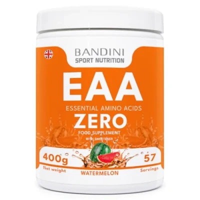 Image of Bandini® EAA Essential Amino Acids 400 g Powder 9 Fermented EAAs + BCAAs 2.1.1 &amp; Vitamin B6 Muscle Growth Recovery Intra Pre Post Workout Vegan, Watermelon Flavour