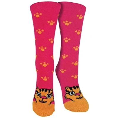 Image of Sock Snob Ladies/Womens Fluffy Non Slip Cute Novelty Slipper Socks with Animal Designs (4 7 UK, Tiger)