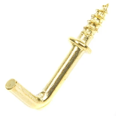 Image of 50x Brass Dresser Hooks Small 13mm L Square Shoulder Screw Key Wall Hangers