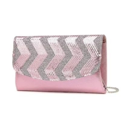 Image of Miss Lulu Women&#039;s Clutches, Clutch Bags for Women Ladies Evening Purse Handbag Cross Body Bag Wedding Party with Detachable Chain Strap (Pink)