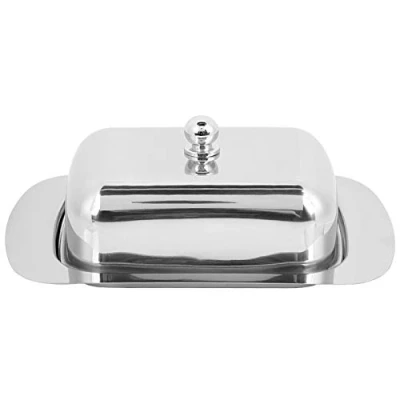 Image of Butter Dish with Lid Stainless Steel Tray Dessert Container Food Storage Box for Butter, Cheese, Fruit