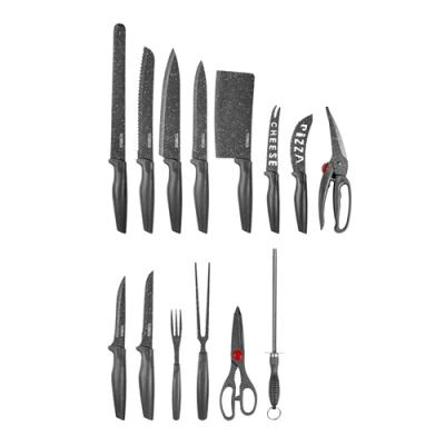 Image of Tower Essentials 24 Piece Stone Coated Knife Set Grey