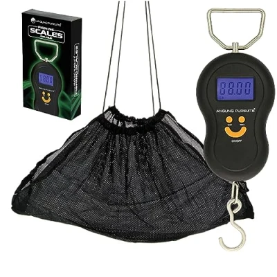 Image of DIGITAL FISHING SCALES ANGLING PERSUITS 40KG + NGT BLACK WEIGHING SLING COMBO