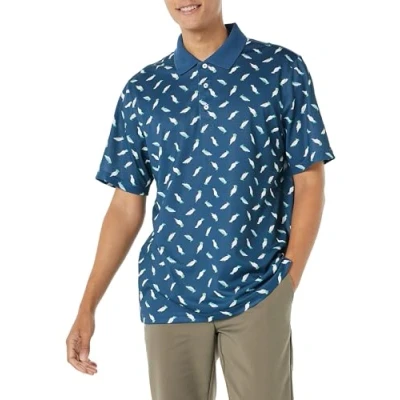 Image of Amazon Essentials Men&#039;s Golf Polo Shirt, Moisture Wicking Quick Dry, Short Sleeve, Teal Blue Birds Print, S