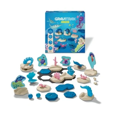 Image of Ravensburger 27400 Gravitrax Junior Extension Ocean Expandable Children, Marble Run Made of Environmentally Friendly Materials with Theme Worlds, Educational Construction Toys from 3 Years, White