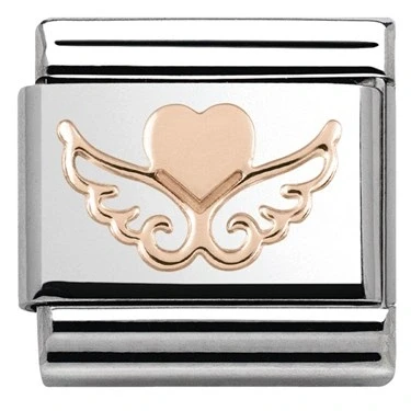 Image of Nomination Rose Gold Heart On Wings Charm
