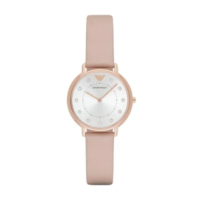 Image of Emporio Armani Watch for Women, Two Hand Movement, 32 mm Rose Gold Stainless Steel Case with a Leather Strap, AR2510