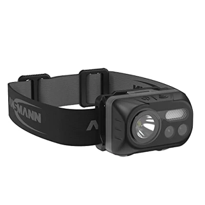 Image of ANSMANN LED Tiltable Headlight [Black] Lightweight 230 Lumens Head Torch Includes Headlamp &amp; 3 x AAA Batteries Super Bright Ideal for Jogging, Cycling, Walking Dog Yr Warranty
