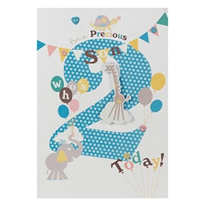 Image of Hallmark 2nd Birthday Card For Son &#039;Adorable and Wonderful&#039; Medium [Old Model]