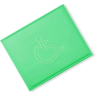 Image of BML PU Leather Disabled Badge Safe Wallet Protector Disability Parking Permit Discreet Display Cover Hologram (Green)