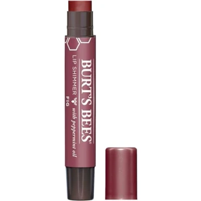 Image of Burt&#039;s Bees Lip Shimmer Fig, Moisturising with Peppermint Oil, 100% Natural Origin, 2.55g