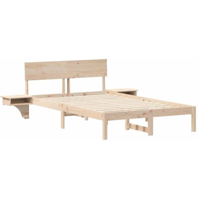 Image of Bed Frame with Bedside Tables Headboard Brown 135 x 190 cm Vidaxl