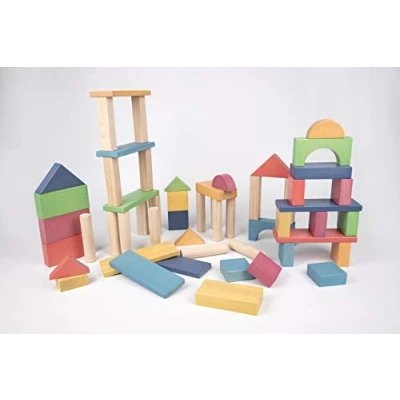Image of TickiT 73450 Rainbow Wooden Jumbo Block Set