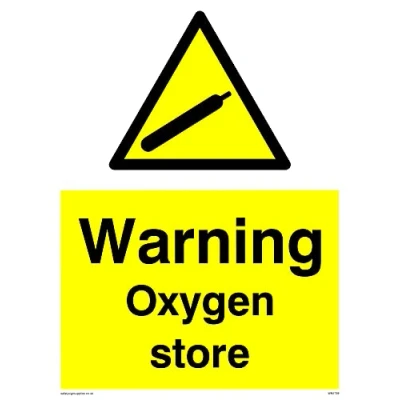 Image of Pack of five Warning Oxygen Store Sign 150x200mm A5P