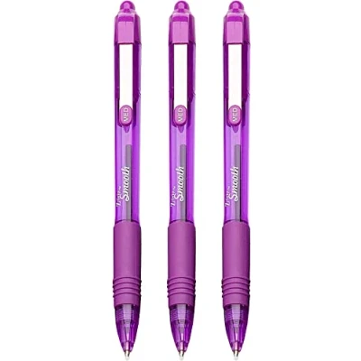 Image of Zebra Z Grip Smooth Retractable Ballpoint Pen 3 Pack Purple