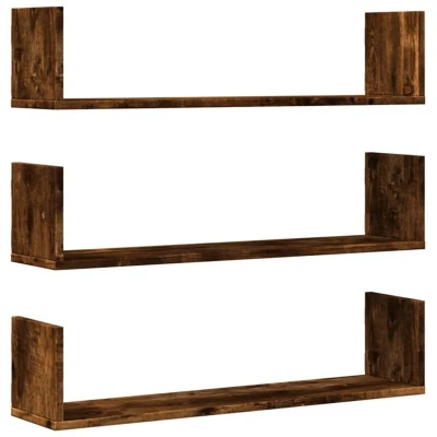 Image of vidaXL Wall Shelves 3 pcs Smoked Oak 80x18x18 cm Engineered Wood