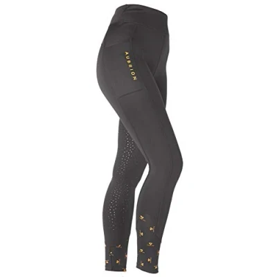 Image of Shires Aubrion Porter Maids Winter Riding Tights Jet Black 5 6 Years