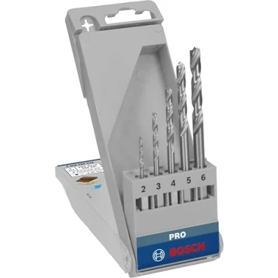 Image of Bosch 5x PRO Wood HSS Hex Brad Point Drill Bit Set (for Softwood, Hardwood, Ø 2,0, 3,0, 4,0, 5,0, 6,0 mm, Professional Accessory Rotary Drill/Drivers)