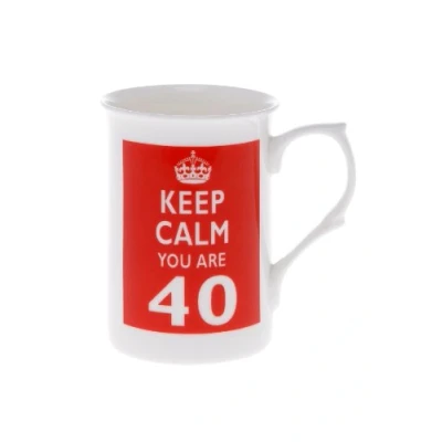 Image of Kirsty Jayne China 40TH Birthday Celebrations,Bone Keep Calm You are 40! 10 Fl Oz Beaker/Mug, Cup