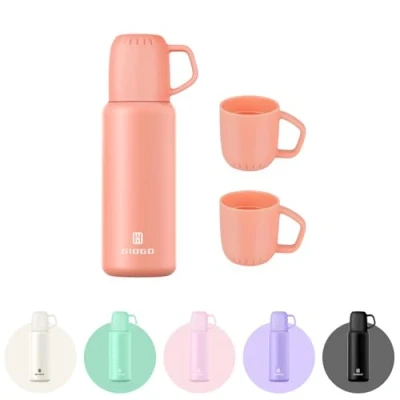 Image of Thermal Flask with Cup 538ml/18.6oz for Hot Drink, Vacuum Insulated Flask, Cold Water Bottle Thermo Coffee Flasks(Orange,Set)