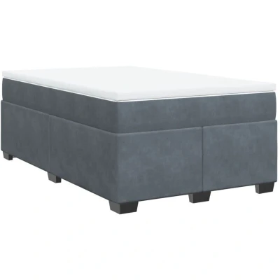 Image of vidaXL Box Spring Bed with Mattress Dark Grey 120x200 cm Velvet