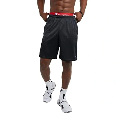 Image of Champion Men&#039;s 9&quot; Mesh Short, Logo??????????champion ??? 9?? ?? ???, ??pantalón Corto De Malla 9 Pulgadas Co athletic shorts, Black, S UK