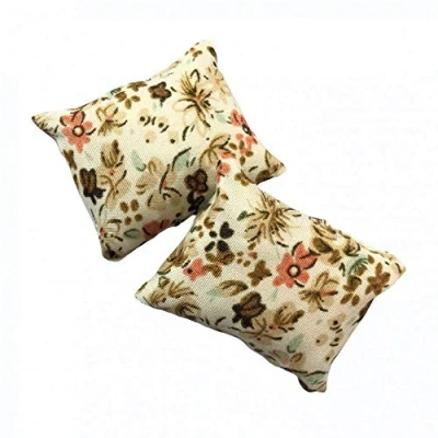Image of Melody Jane Dolls House Floral Pair of Scatter Cushions Miniature 1:12 Scale Accessory