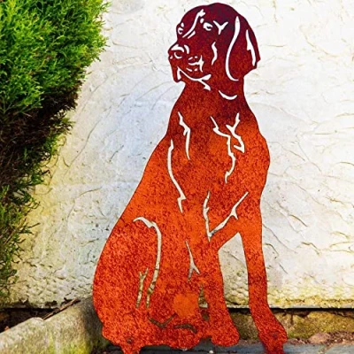 Image of LOGI Vizsla Weimaraner Sculpture Wirehaired Pointer Garden Ornament Dog Christmas Decoration Ridgeback Great Dane Statue Gift Her Woman Figurine (Natural Oxidised)