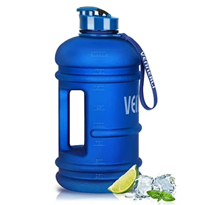 Image of Sports Water Bottle 2.2 Litre, Extra Strong Gym Jug, 100% Leakproof BPA Free 2.2l Large Jug Half Gallon Sturdy Ideal for Men Fitness Outdoor Cycling Bodybuilding 73oz (Blue)