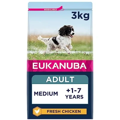 Image of Eukanuba Complete Dry Dog Food for Adult Medium Breeds with Fresh Chicken 3 kg