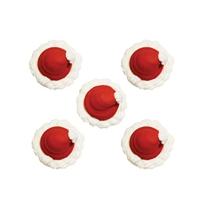 Image of Anniversary House Christmas Santa Hats Edible Cake Decorations, Handcrafted Toppers, Fondant Icing Sugar Cupcake SFX256