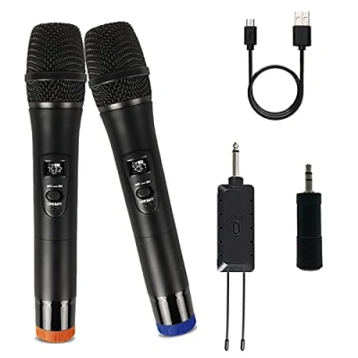 Image of LANGZDHE Wireless Microphone, Karaoke Microphone with 192KHZ/24Bit, Professional UHF Cordless Dynamic Mic System, Rechargeable Receiver for Voice Amplifier