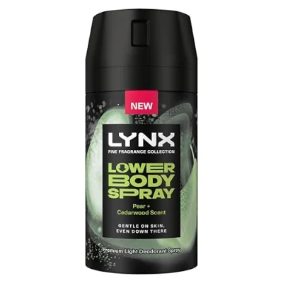Image of Lynx Fine Fragrance Pear + Cedarwood 72hr Lower Body Spray 100ml