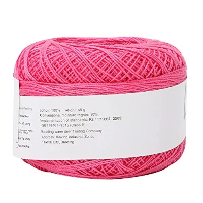 Image of Jenngaoo Lace Cotton Yarn, Popular Yarn Hand Crocheted Summer Silk Light Thin Thread Ball Crochet Knitting Craft Art Yarn(Rose Red)