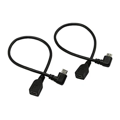 Image of CERRXIAN Mini USB Female to Micro Left and Right Bending (9 inches) for Data Transmission Charging (1 Pair)