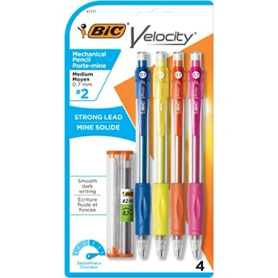 Image of BIC Velocity Mechanical Pencil 0.7mm 4ct, Black (MV7P41 Blk)