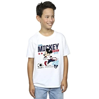 Image of Disney Boys Mickey Mouse Team Football T Shirt White 12 13 Years