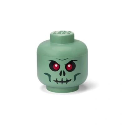 Image of Room Copenhagen Storage Head Small Green Skeleton Polypropylene LEGO Box with Lid for Kids&#039; Toy Stackable Organizer and Fun Solution