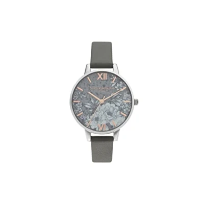 Image of Olivia Burton Analogue Quartz Watch for Women with Dark Grey Vegan Leather Strap OB16TZ05
