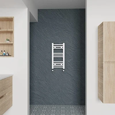 Image of Warmehaus Straight Heated Towel Rail White Bathroom Ladder Style Radiator Central Heating 600x300mm