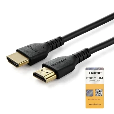 Image of StarTech.com 3ft (1m) Premium Certified HDMI 2.0 Cable with Ethernet Durable High Speed UHD 4K 60Hz HDR Rugged M/M Cord Aramid Fiber TPE Ultra HD Monitors, TVs &amp; Displays