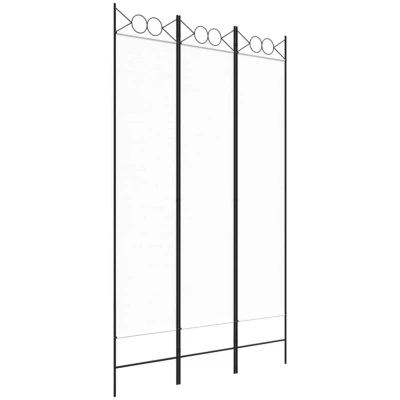 Image of vidaXL 3 Panel Room Divider White 120x200 cm Fabric Privacy Screen, Foldable Paravent for Living Room, Bedroom, Modern Lightweight Partition