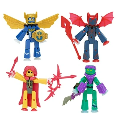 Image of Zing StikBot Legendz Series 1 Includes Valor, Ruebell, Dominus and Raze Oni Collectible Action Figures Accessories, Stop Motion Animation, Ages 4 Up