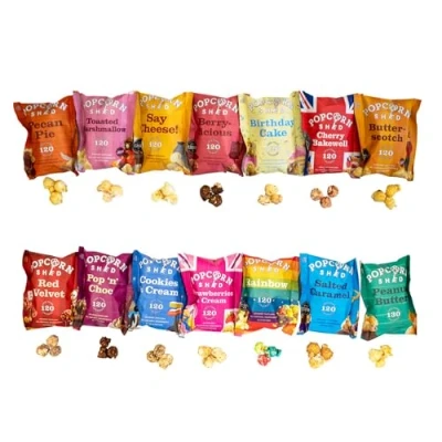 Image of Popcorn Shed Mixed Variety Snack Pack of 14 Different Flavours, Super Premium Gourmet in Portion Sized Bags