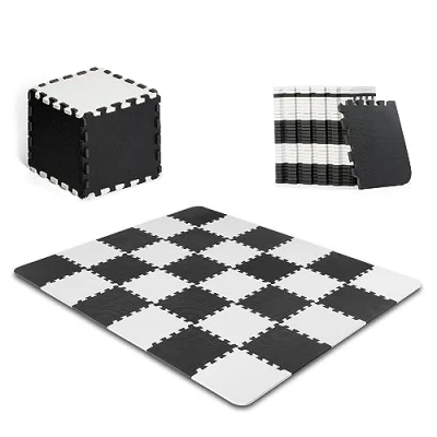 Image of Kinderkraft Puzzle Play Mat LUNO, 30 Pieces, Educational Playmat, Soft Foam Floor, Waterproof, Easy to Clean, No Harmful Substances, Foldable, for Kids Baby, 150x180 cm, Bag in Set, Black White