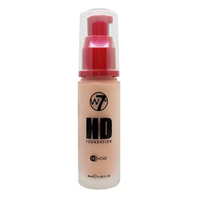 Image of W7 HD Foundation Oil Free Liquid for Poreless, Matte Medium Coverage 30ml (Natural Beige)