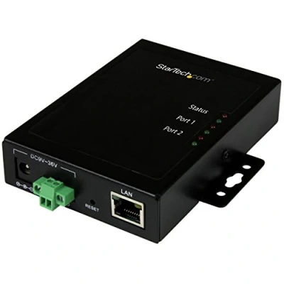 Image of StarTech.com 2 Port Serial to IP Ethernet Device Server RS232 Metal and Mountable Over (NETRS2322P)