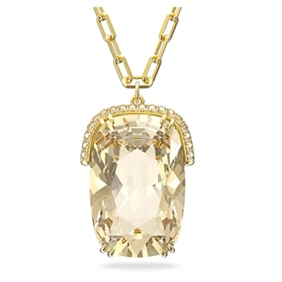 Image of Swarovski Harmonia Pendant Necklace, Yellow Cushion Cut Crystal in a Gold Tone Plated Setting from the collection