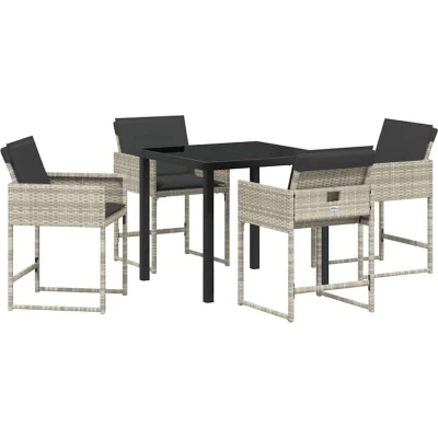 Image of vidaXL Garden Dining Set 5 pcs Light Grey Poly Rattan