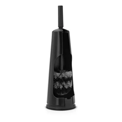 Image of Brabantia Toilet Brush and Holder (Matt Black) Corrosion Resistant, Easy Clean Bathroom Accessory Set, One Size, (108587)